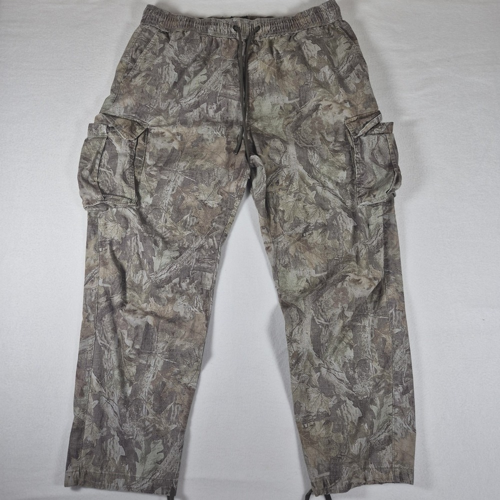 CSG Cargo Pants Men's 3XL Camo Elastic Waist Drawstring Outdoor Hunting Utility